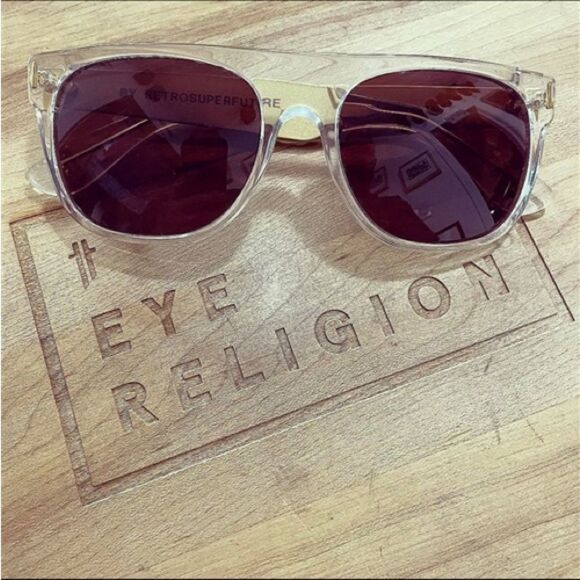 RetroSuperFuture Flat Top Francis Transparent and Gold Sunglasses - Picture 2 of 2